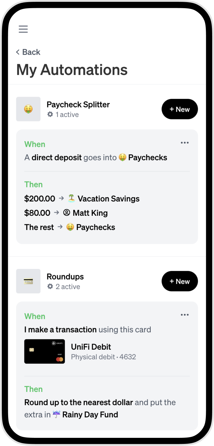 Phone showing Automations