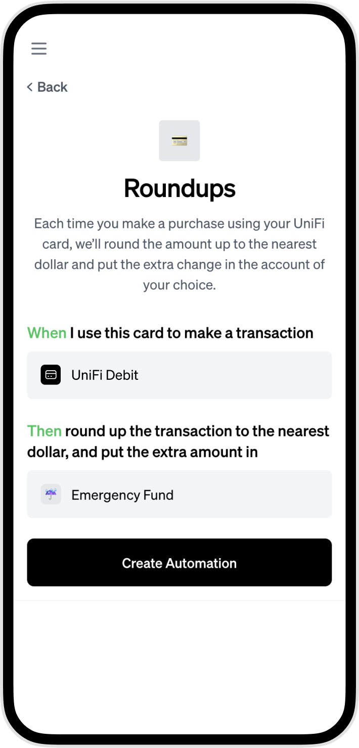 Phone showing rounding up purchases